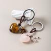 1PC Natural Stone Heart Keychain Healing Crystal Stone Rose Quartz Jewelry Tassel Keyring Bag Charms for Handbags