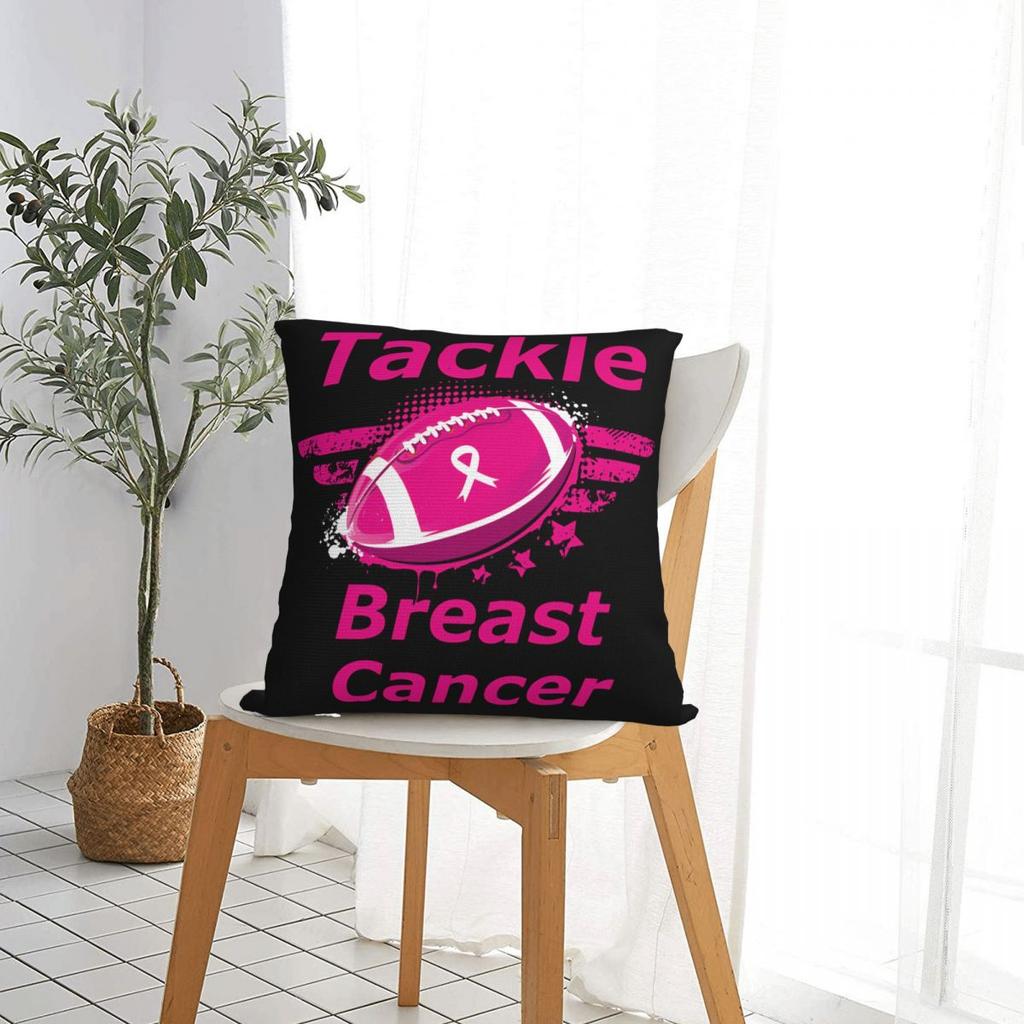 Football Breast Cancer Awareness Support Pillow Covers Car Cushion Cover Cute Pillowcase 4040