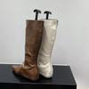 Inner Height Increase Brown Trouser Boots Long Boots Women's Shoes New Spring, Autumn and Winter Pointed Thin Long Tube Knight Boots