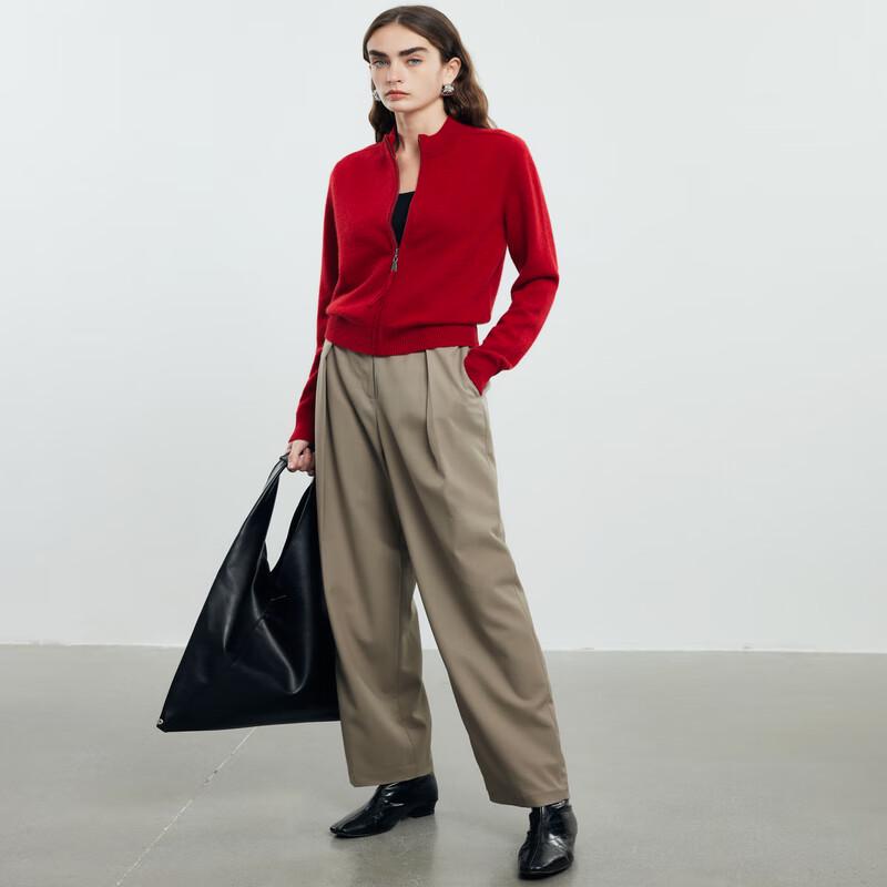 PALUOPO Semi-High Neck Pure Cashmere Knit Cardigan