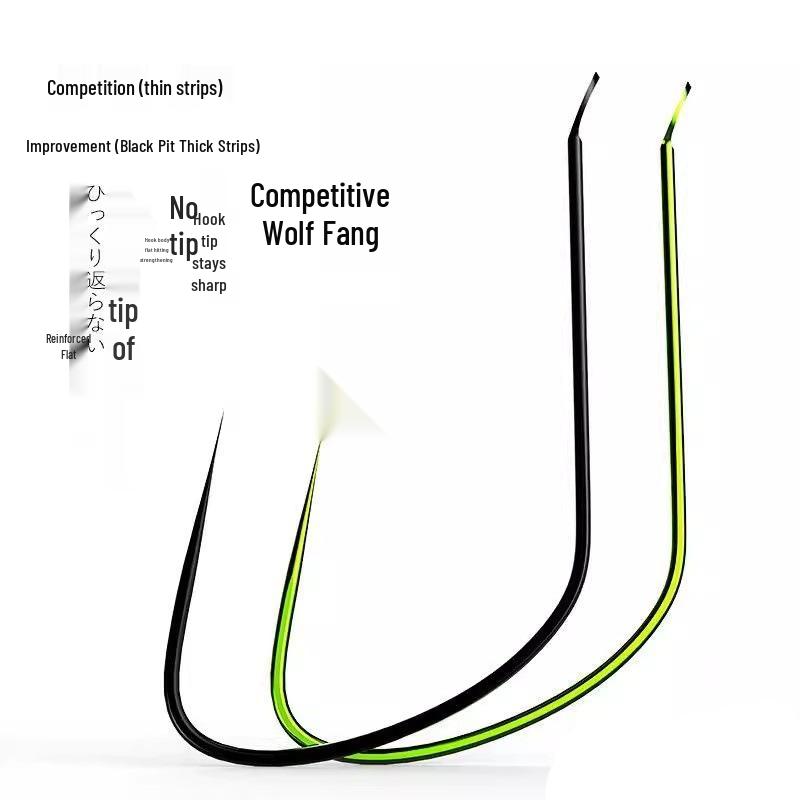 Wettbewerbsfähige Wolfskralle Fischhaken: Dünne, stachelige Titanlegierung, Schwarz, Ideal für rutschige Mund-Giebel.