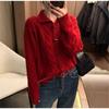 Womens Wool Blend Knit Cardigan 2026 Winter Lapel Horn Button Thick Fashion Outerwear