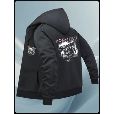 Men's Warm Hooded Windbreaker Thickened Polyester Lining Windproof Relaxed Fit Winter Hiking Coat