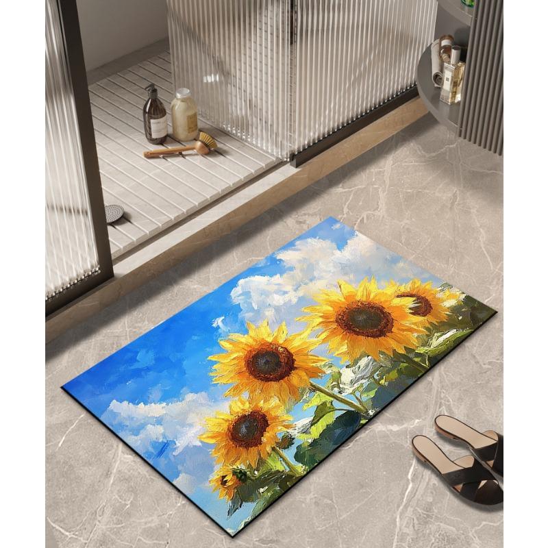 Festive Diatom Mud Floor Mat, Water-absorbent, Non-slip, Quick-drying Bathroom Floor Mat, Bathroom Door Mat, Stain-resistant Carpet At Kitchen Door