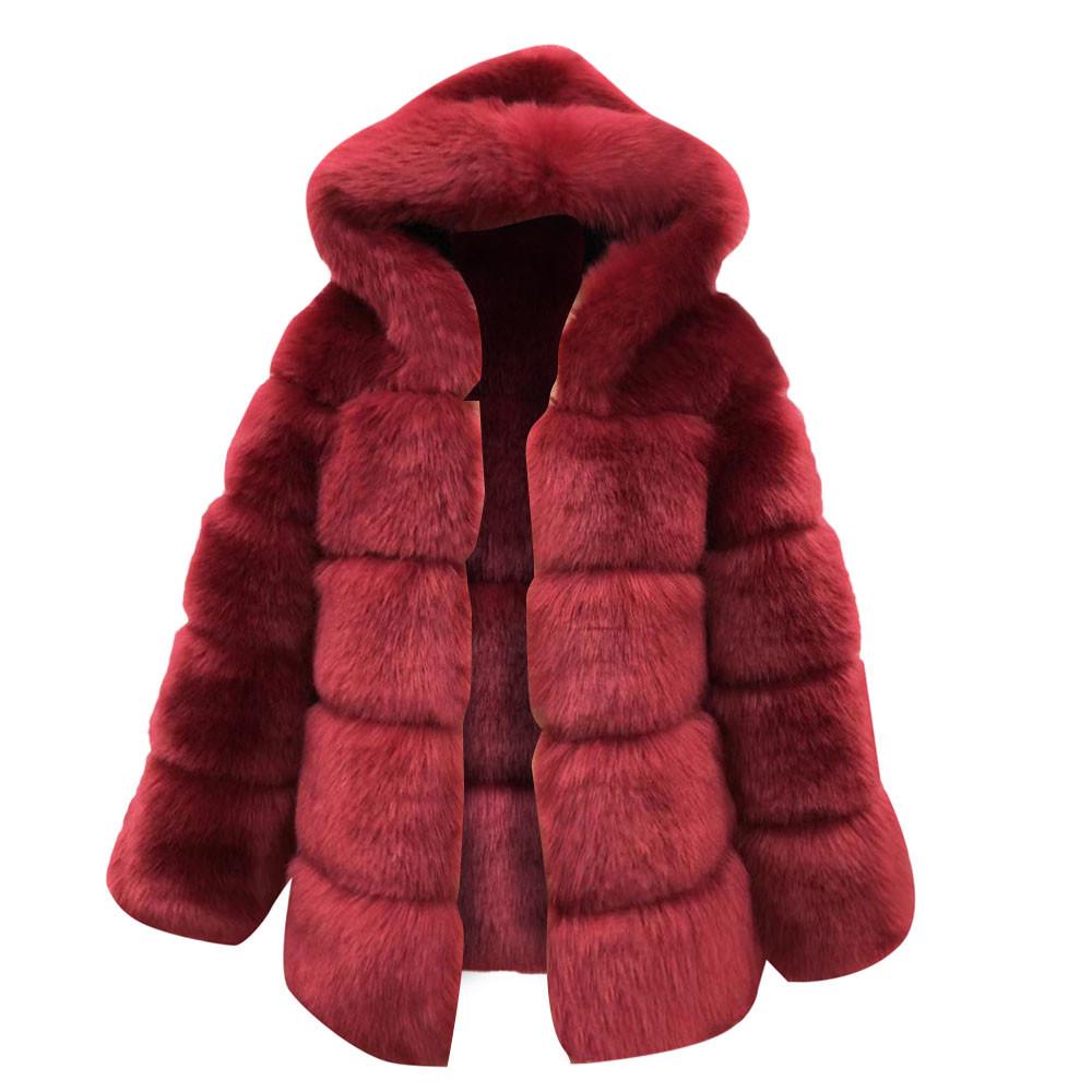 Women Faux Mink  Winter Hooded New Faux Jacket Warm Thick Outerwear Jacket