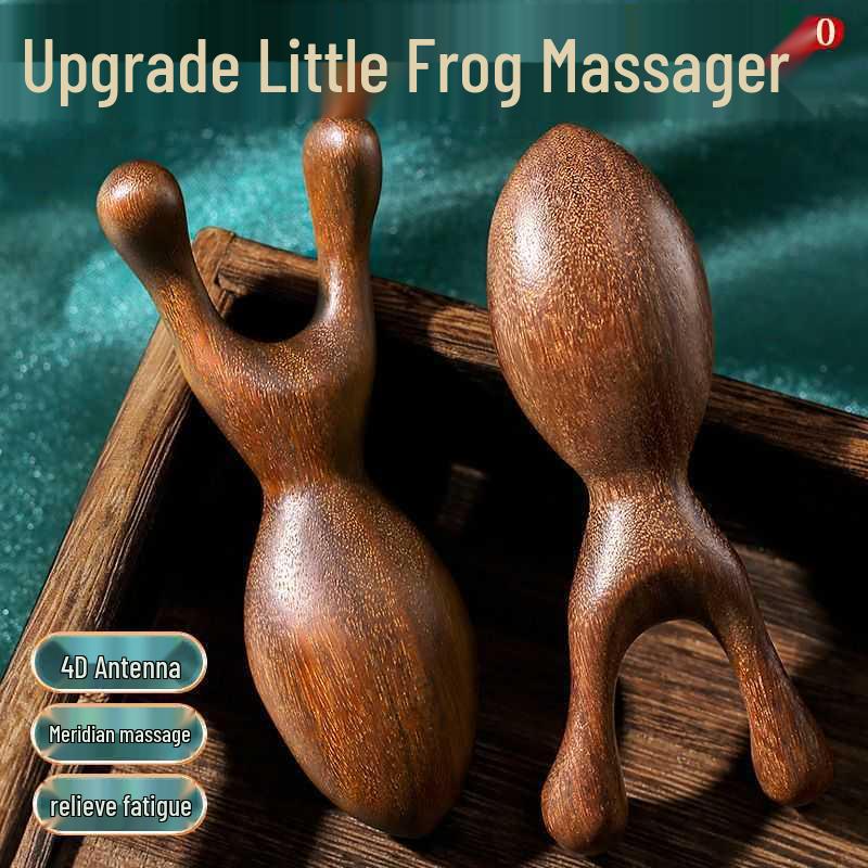 

Solid Wood Sandalwood Frog Massager & Comb Set for Nose and Eye Area