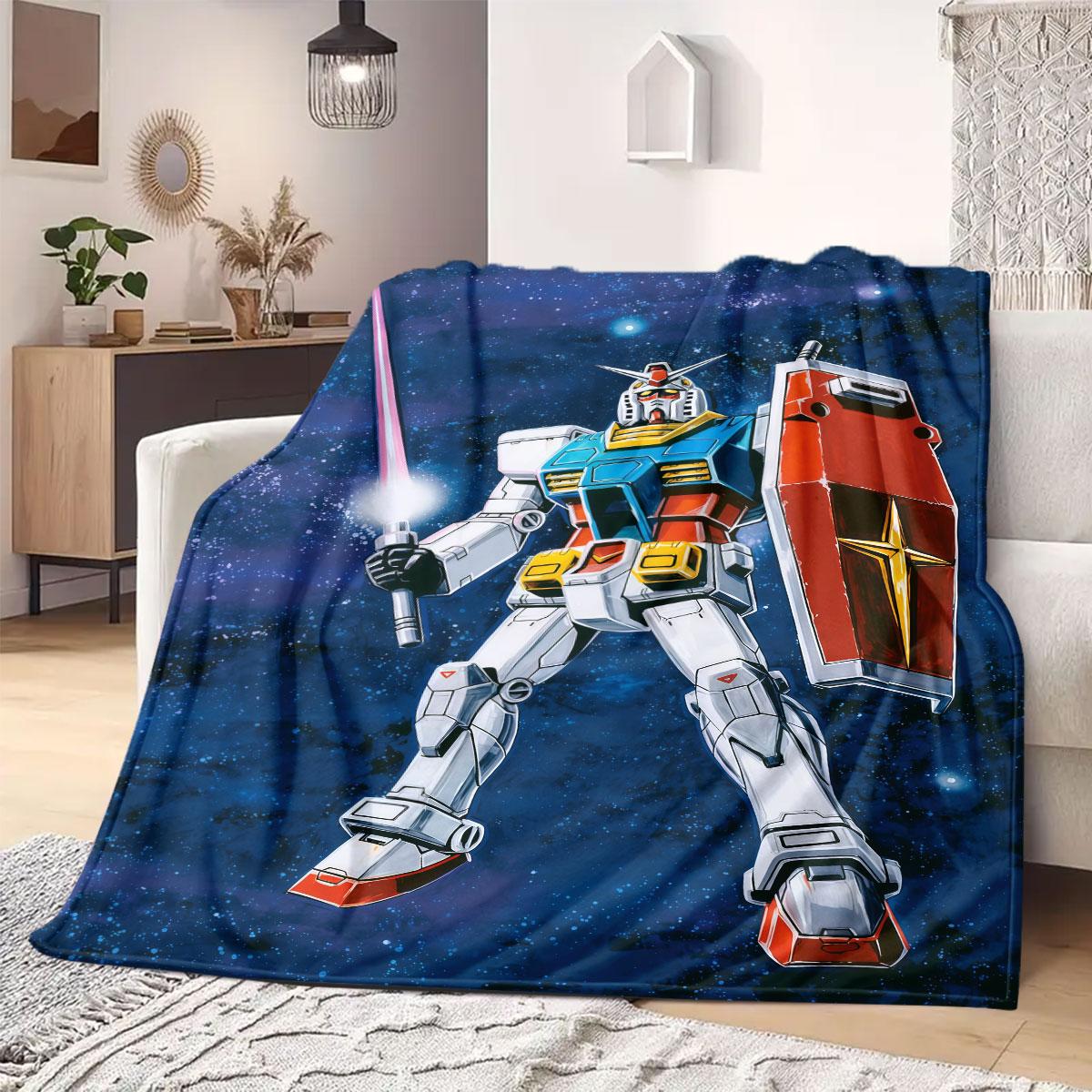 Mobilize Gundam Wing Print Blanket Warm Comfortable Flannel Blanket Suitable for Bedrooms,Sofas,Beds,Chairs,Picnics,Travel 75x90cm