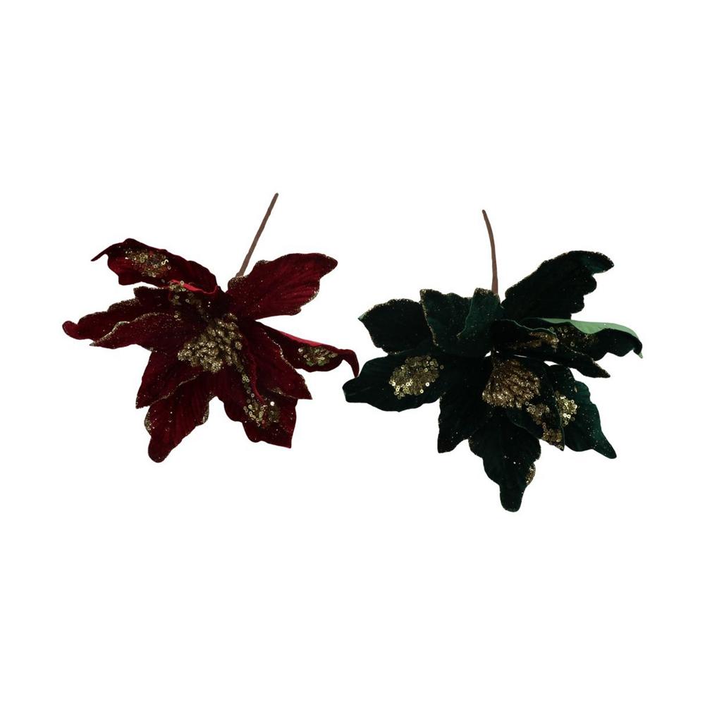 Beautiful Glitter Xmas Flower Hanging Simulation Handmade Flowers  Home Decor