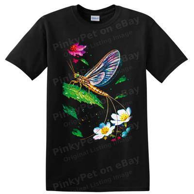 Mayfly Insect T Shirt Colorful Floral Nature Art Graphic Outdoors Tee Gifts
