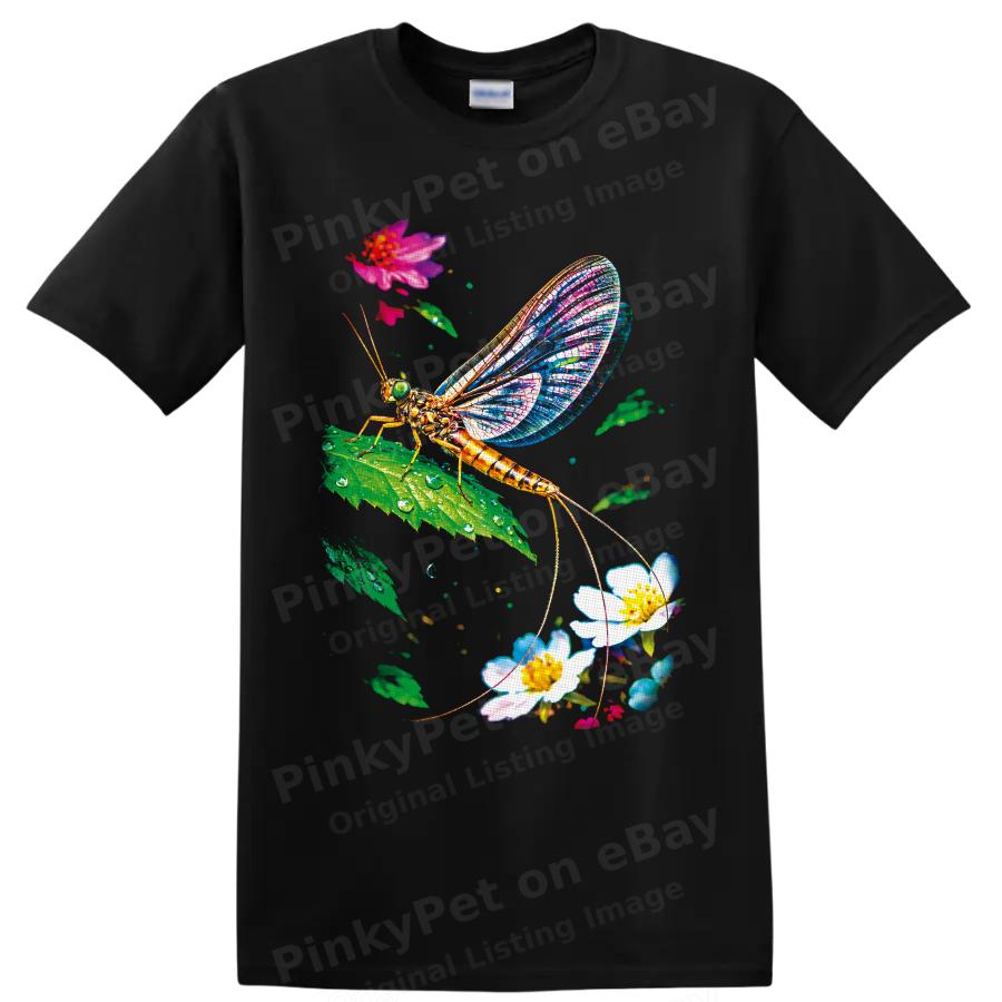 Mayfly Insect T Shirt Colorful Floral Nature Art Graphic Outdoors Tee Gifts