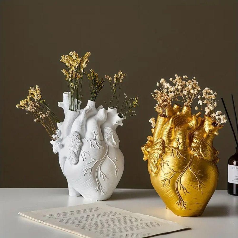 5 Colors Heart Shaped Vase Creative Dried Flower Container Flower Vessel  Home Decoration