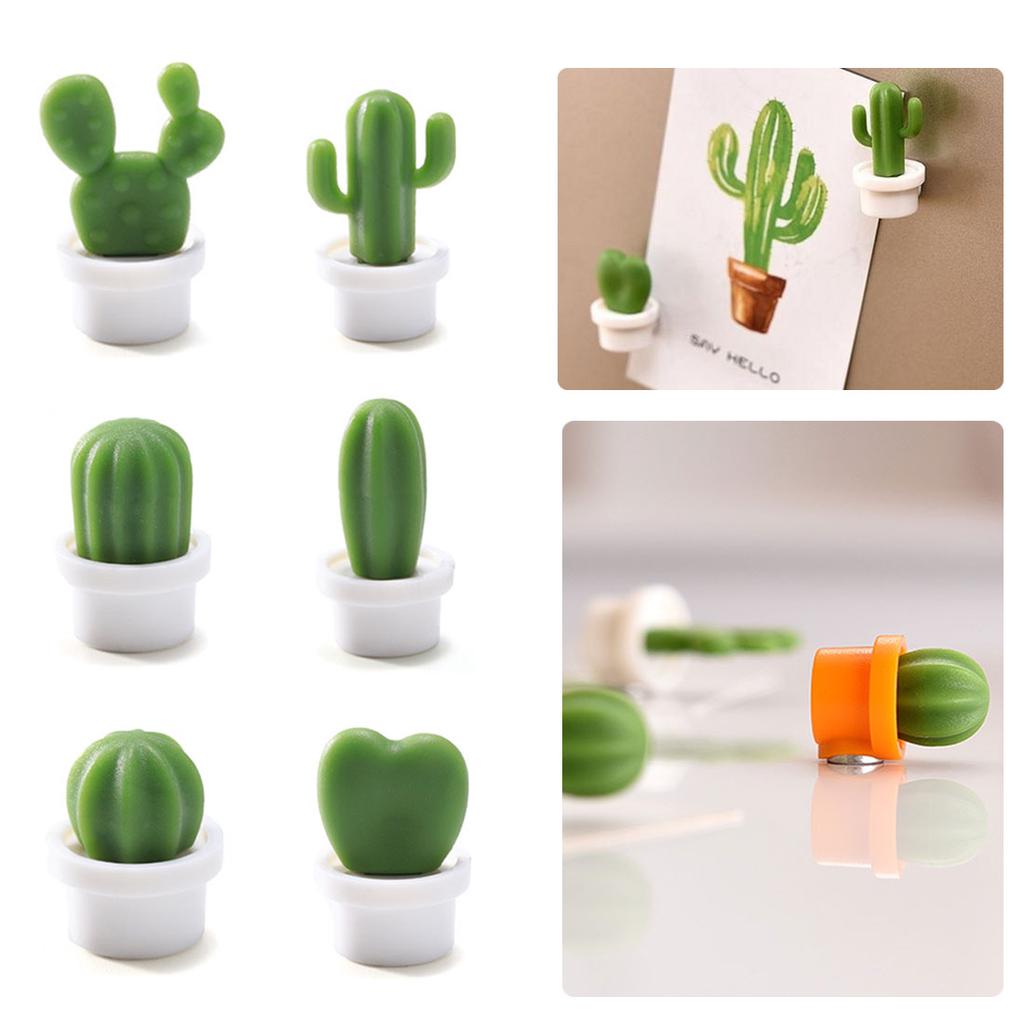 US 6pcs Set Fridge Magnets Succulent Cactus Plant Magnet Button Sticker Decor LO