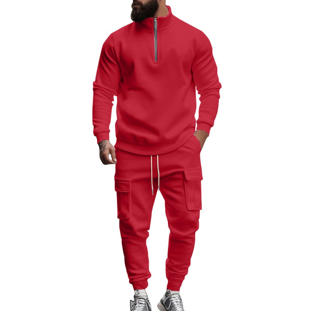 Men's Casual Warm Zipper Sports Pants Set