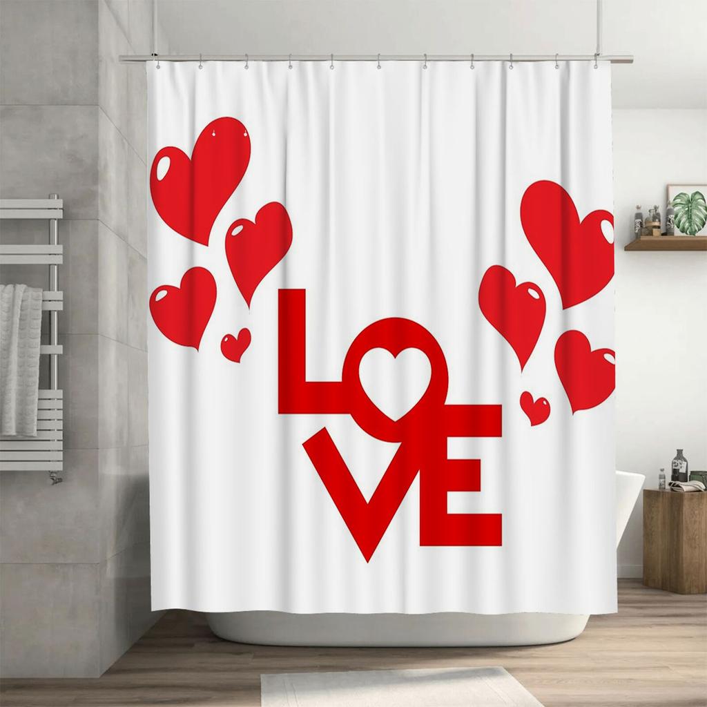 Love And Hearts Shower Curtain For Bathroom Decoration