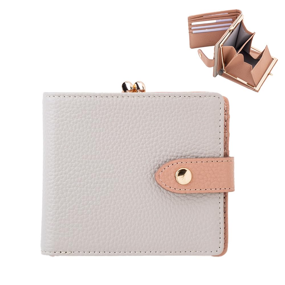 

Chiocciola Women s Bifold Wallet, Genuine Leather, Compact Slim Wallet (Rose PinkGreige)