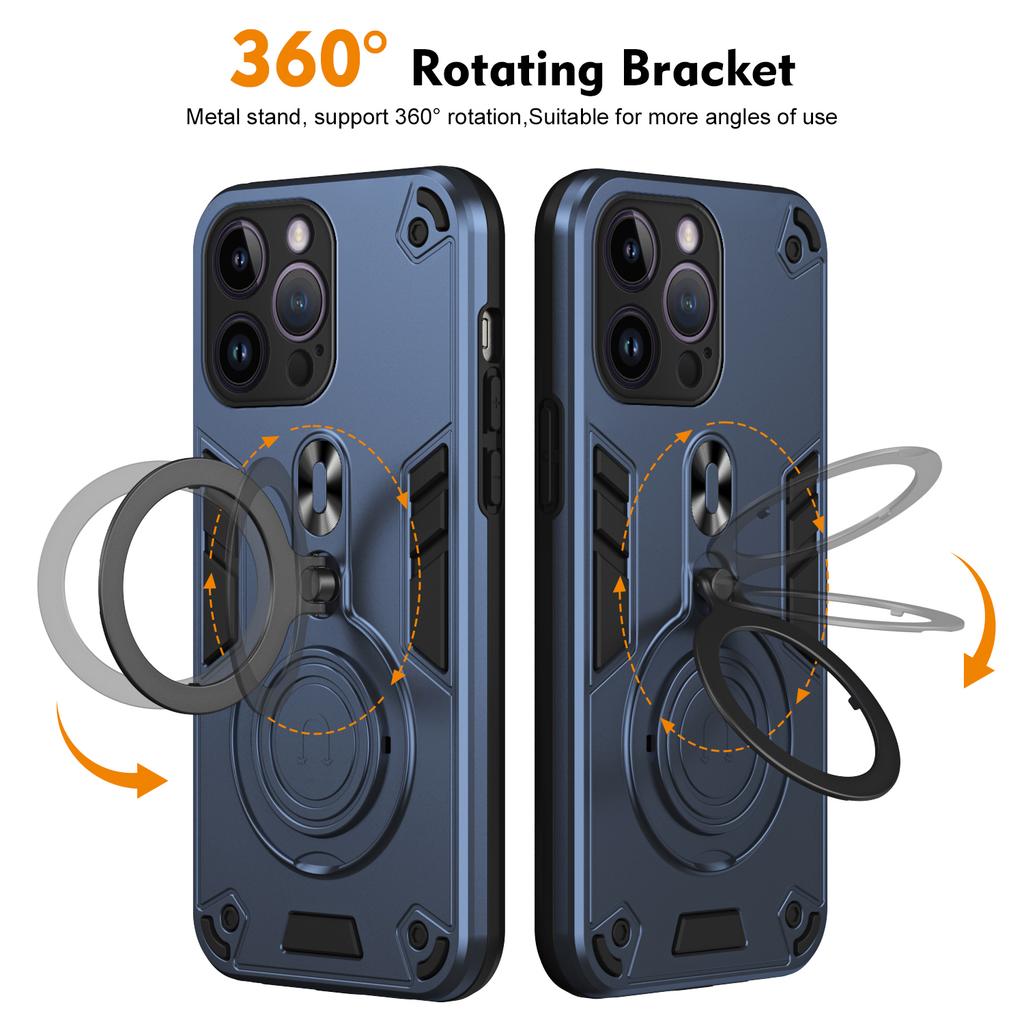 For iPhone 14 Pro Max Case Rotatable Kickstand PC+TPU Drop Protection Phone Cover