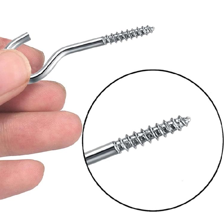 115pcs Metal Ceiling Hook Comprehensive Silver Steel Hook Practical Screw Hooks for Organizing Kitchenware and Tools