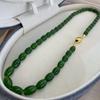 Retro Light Luxury High Sense Green Agate Stone Beaded Necklace Femininity Chinese Style Guochao Ethnic Style Cheongsam Collarbone Chain