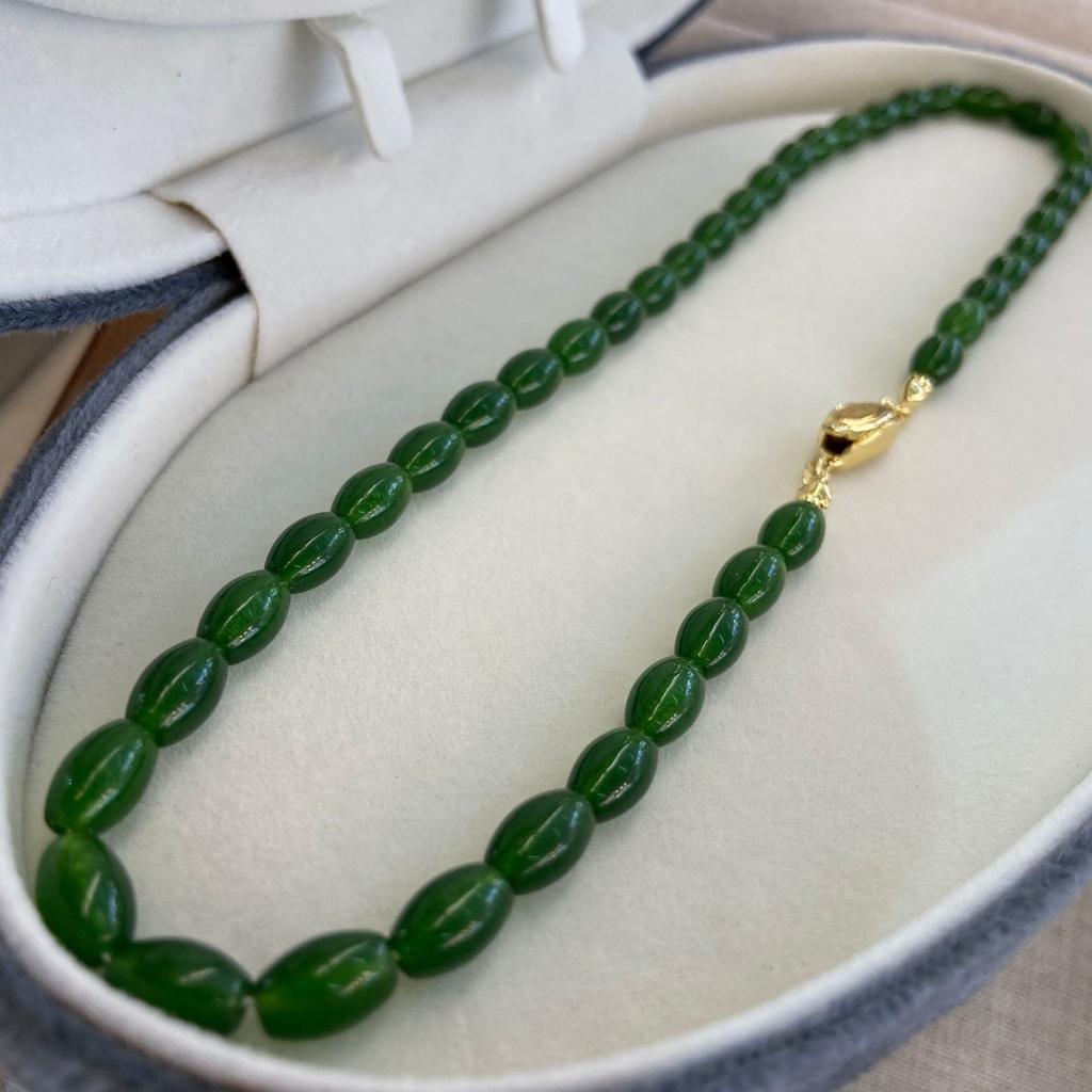 Retro Light Luxury High Sense Green Agate Stone Beaded Necklace Femininity Chinese Style Guochao Ethnic Style Cheongsam Collarbone Chain