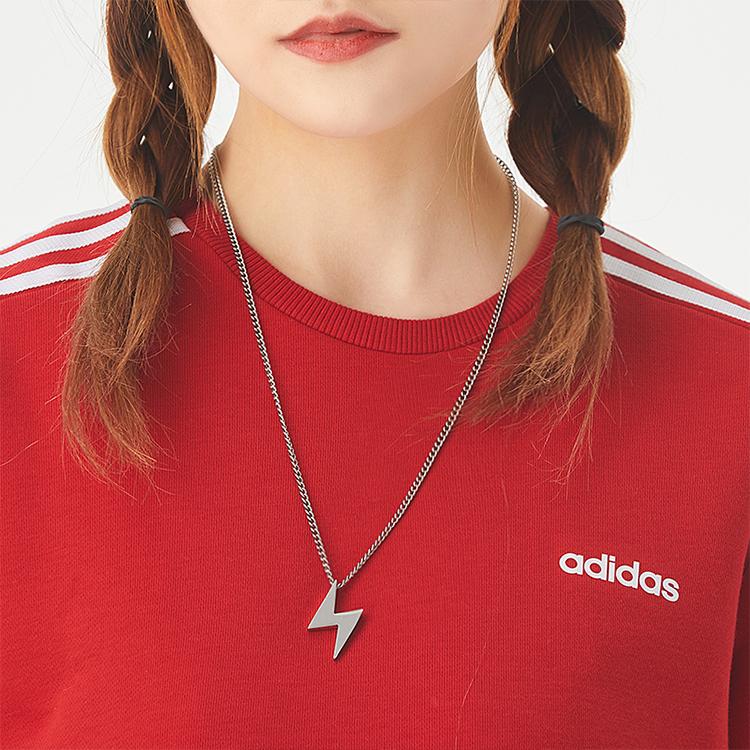 Adidas Neo Round Neck Fleece-Lined Knit Sweater Women Tops Red GJ8744