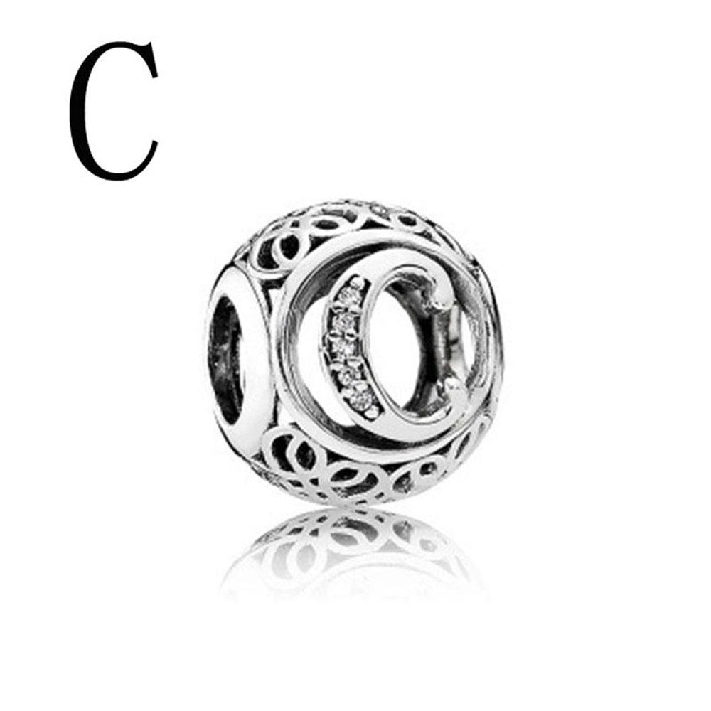 European Plated Copper Fine Round 26 Letter A D H Beads Charm Fit Diy Bracelet For Women Jewelry