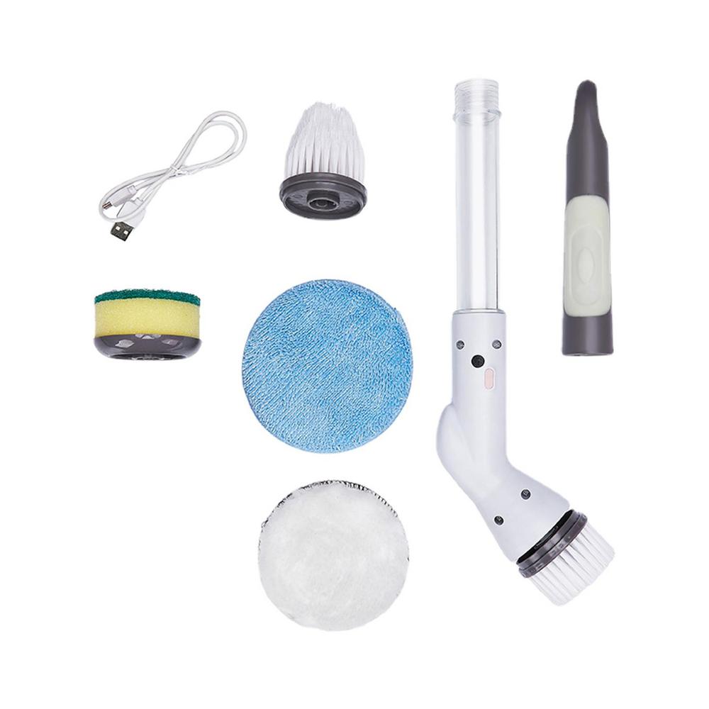 

Electric Shower Scrubber Household Cleaning Brush With 4 Replaceable Brush Heads IPX7 Waterproof Brush For Cleaning Shower Grout білий