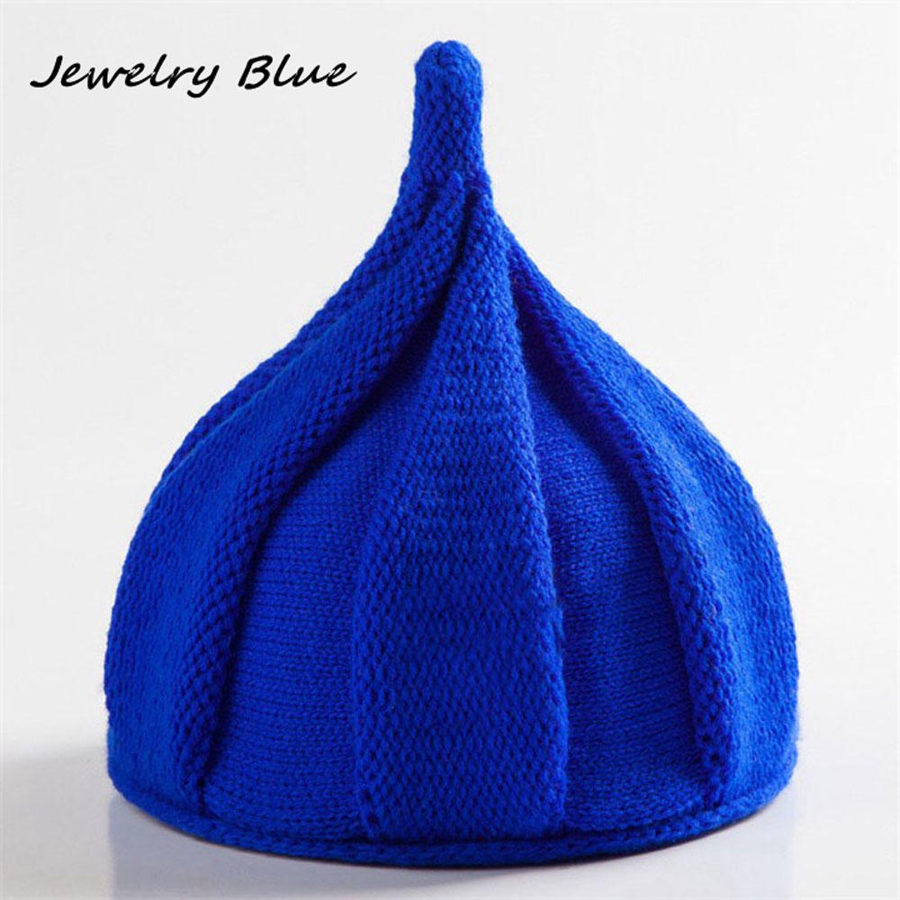 Funny Warm Winter Beanie Knitted Wool Windmill Caps Twisted Flower Pointed Hats