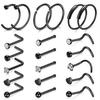 21-Piece Stainless Steel Nose & Lip Piercing Jewelry Set