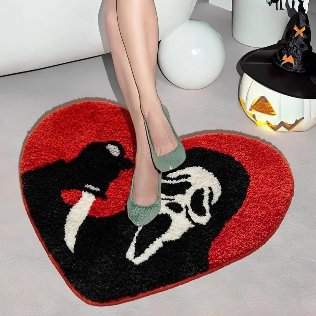 Bathroom Rug Black Red Bath Non-Slip Mat, Christmas Home Decor, 16inchx24inch Funny Bathroom Rug Washable Absorbent Gothic Decor Weird Gift