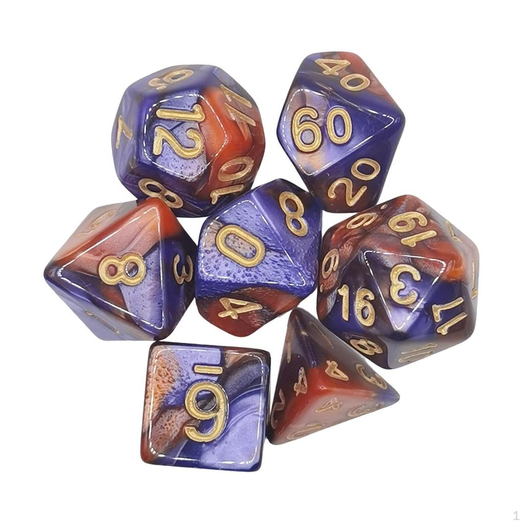 7 stycken färgglada polyedriska tärningar samling brädspelsrekvisita leksaker presenter Hållbar slät yta för
