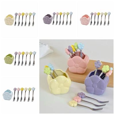 Creative Flower Fruit Fork Set Cartoon Fruit Stick Set  Kitchen Supplies