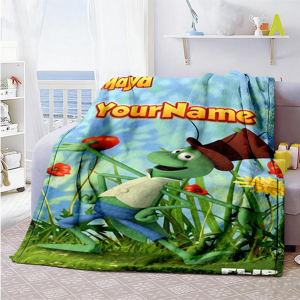 Biene Maja Customize Text Blanket Throw Customizable Blanket Ultra-Soft Versatile for Sofa Livingroom Bedding Chair Four Seasons Multipurpose