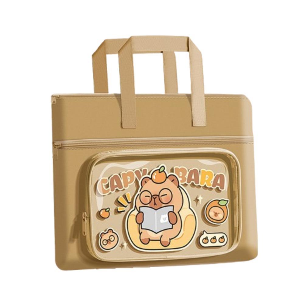 Мультяшная сумка-тоут с капибарой, школьная сумка, кавайная сумка для хранения книг, сумка-туториал с капибарой, сумка для хранения произведений искусства Style 1