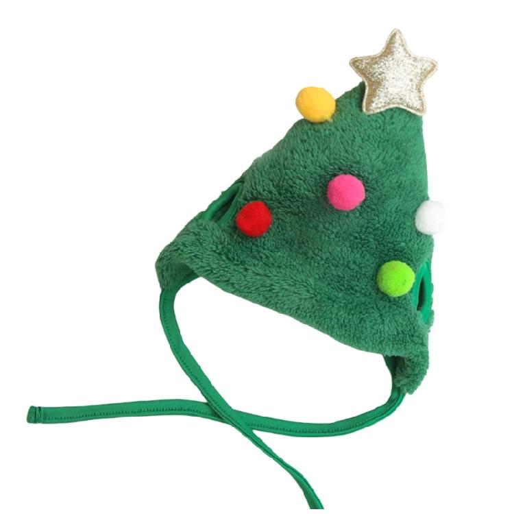 

Christmas Tree Hat for Dog Hat Pompoms Headwear Christmas Pet Christmas Reindeer S