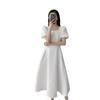 French First Love White Pendulum Long Skirt Summer New Square Collar Thin Temperament Jacquard Collar Certificate Dress Women