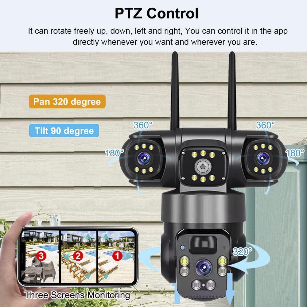 360° Triple-Lens Wireless Solar PTZ Camera with WiFi/4G