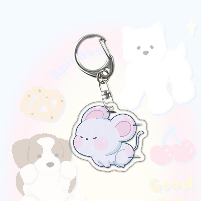Running Animal Cat Dogs Pets Acrylic Funny Toy Animal Key Ring for Women Men DIY Car Handbag Phone Case Pendant Accessories Gift