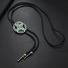 Mens Adjustable Leather Cord Bolo Tie with Enamel Metal Badge Pendant Western Rodeos Outfit Shirt Chain Necktie Necklace