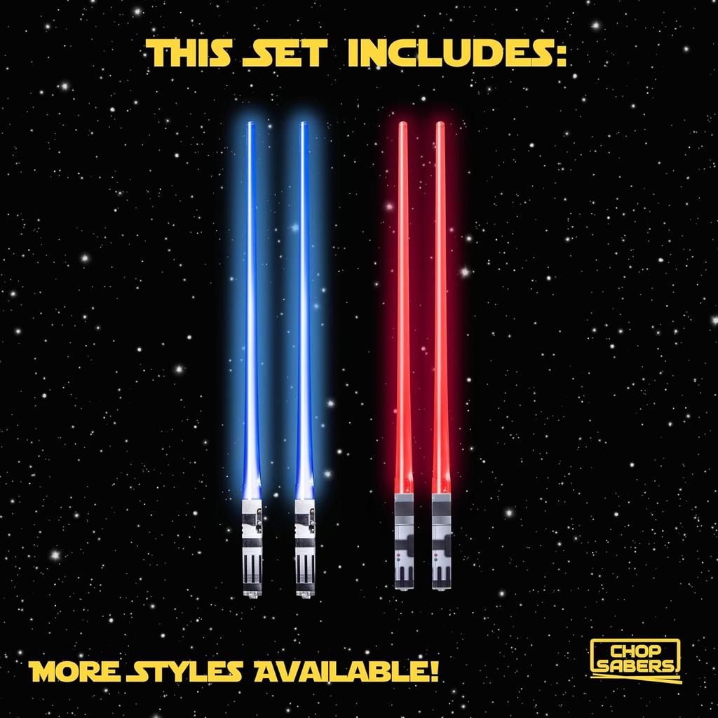 Lightsaber Led Light Up Chopsticks (2 Pair, Red & Blue)