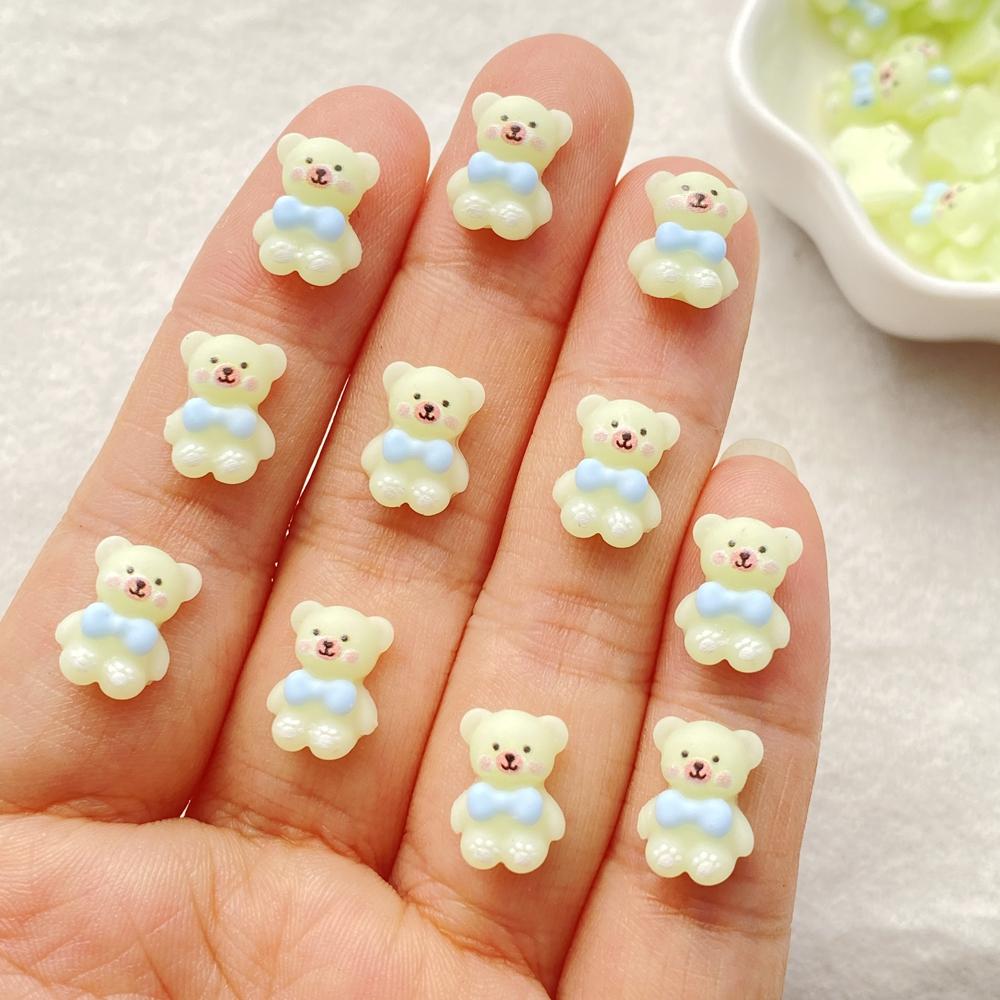 

50pcs Mix Resin Colorful Mini Bow tie teddy bear Nail Art Flatback Stone Applique DIY Christmas Charms Scrapbook Decor Crafts