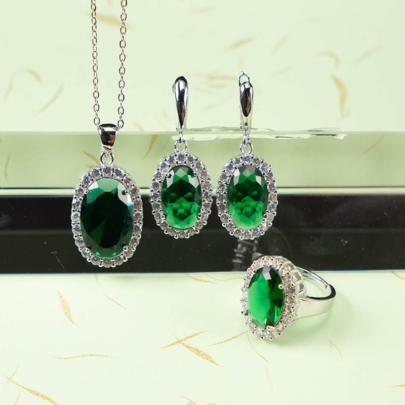 Jewelry Set Necklace Earrings Ring Three-piece Set High-end Women's Jewelry Zircon Fashion Sweater Chain
