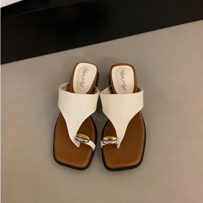 Fashion Bailamos 2025 Summer Women Slipper Ladies Slip On Flip Flop Low Wedge Heel Outdoor Dress Slides Beach Shoes Mujer