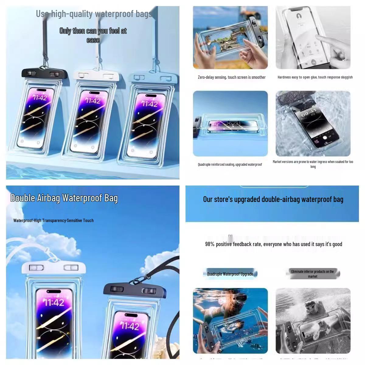 

Водонепроницаемый чехол для телефона для подводной фотографии, с доступом к сенсорному экрану, идеально подходит для плавания и рафтинга. Special size