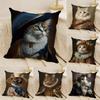 Renaissance Royal Cat Funny Pillow Case Cotton Linen Fabric Square Zipper Pillowcase Home Decorative Living Room