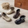 Girls Winter Warm Faux Leather Martin Boots With Bow Detail Low-Cut Side Zip Snow Kids Ages 1-12