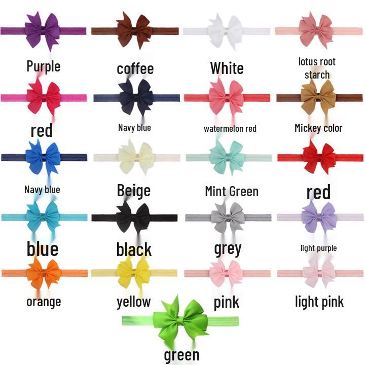 European & American Baby Bow Swallowtail Headband - 21 Solid Colors