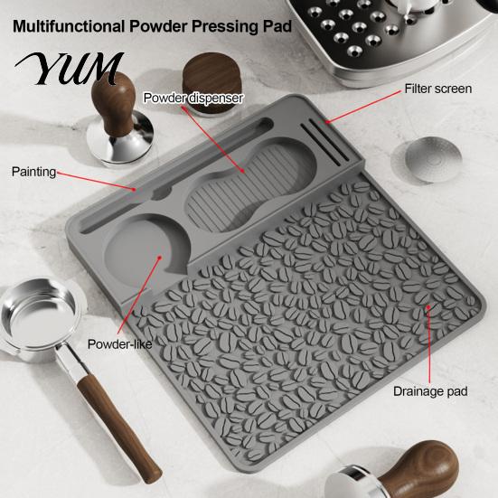 Coffee Station Counter Organizer Silicone Espresso Tamping Mat, Non-Slip Tamper Heat Non Slip Holder Resistant Pressing Pad for Home Barista