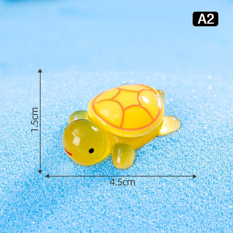 1Pc 1.77" Glow In Dark Sea Turtle Figurines Resin Glow Animal Miniature Figurines Ocean Theme Diy Home Garden Decoration