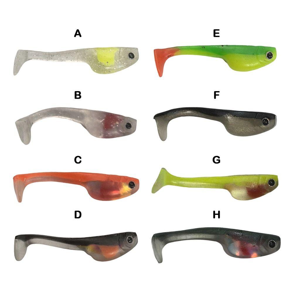 5 Stück 6 cm/2,36 Zoll Weicher Angelköder T-Schwanz-Design Bionischer Künstlicher T-Schwanzköder Weiches Material Schwimmend Weicher Köder Süßwasserfischen