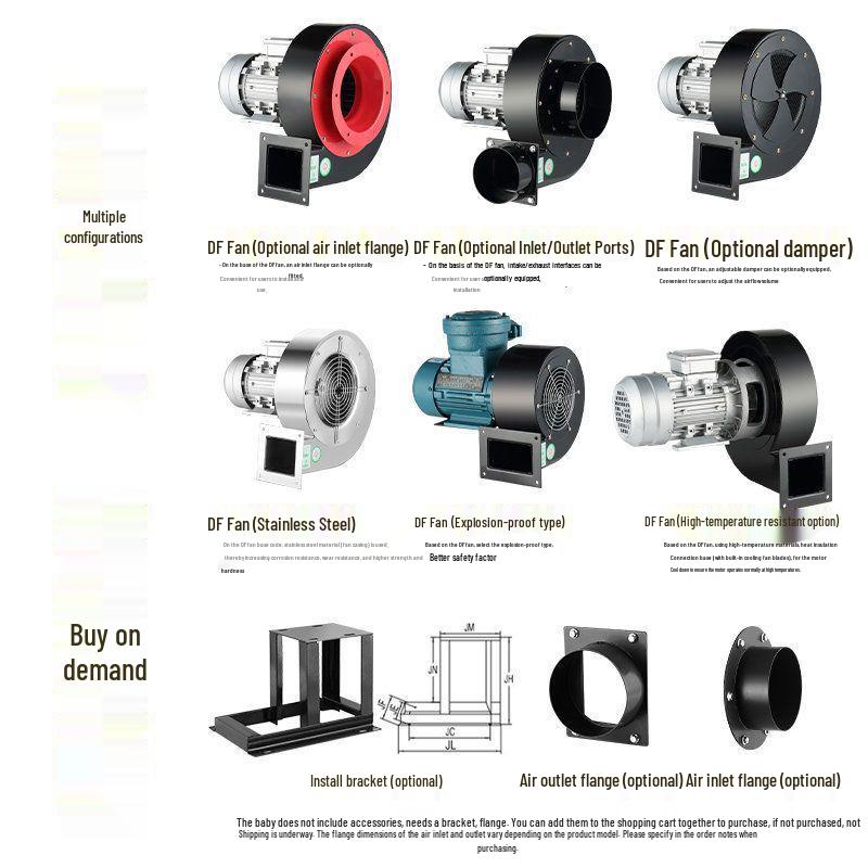 DF Multi-Blade High-Temperature Resistant Silent Industrial Centrifugal Blower Fan (220V/380V)